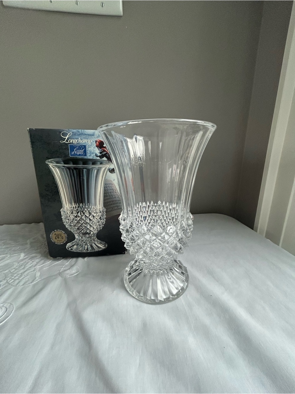 Longchamp Clear Cut Crystal Fluted Vase - Clear